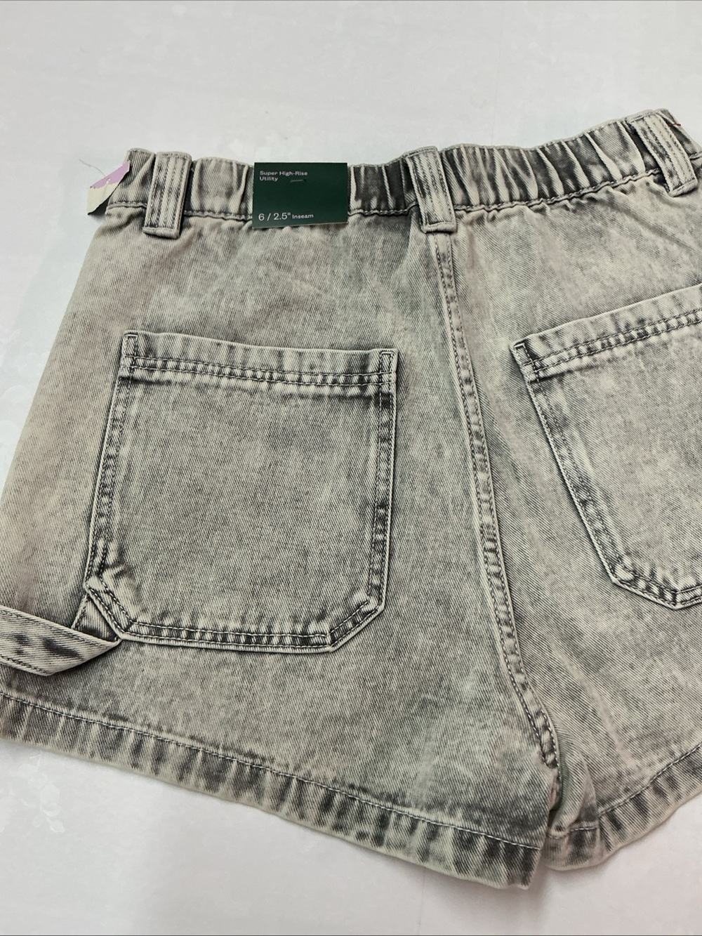 wild fable Washed Gray High-Rise Denim Shorts - Picture 3 of 5